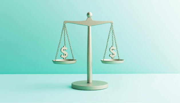 A balance weighing the costs and benefits